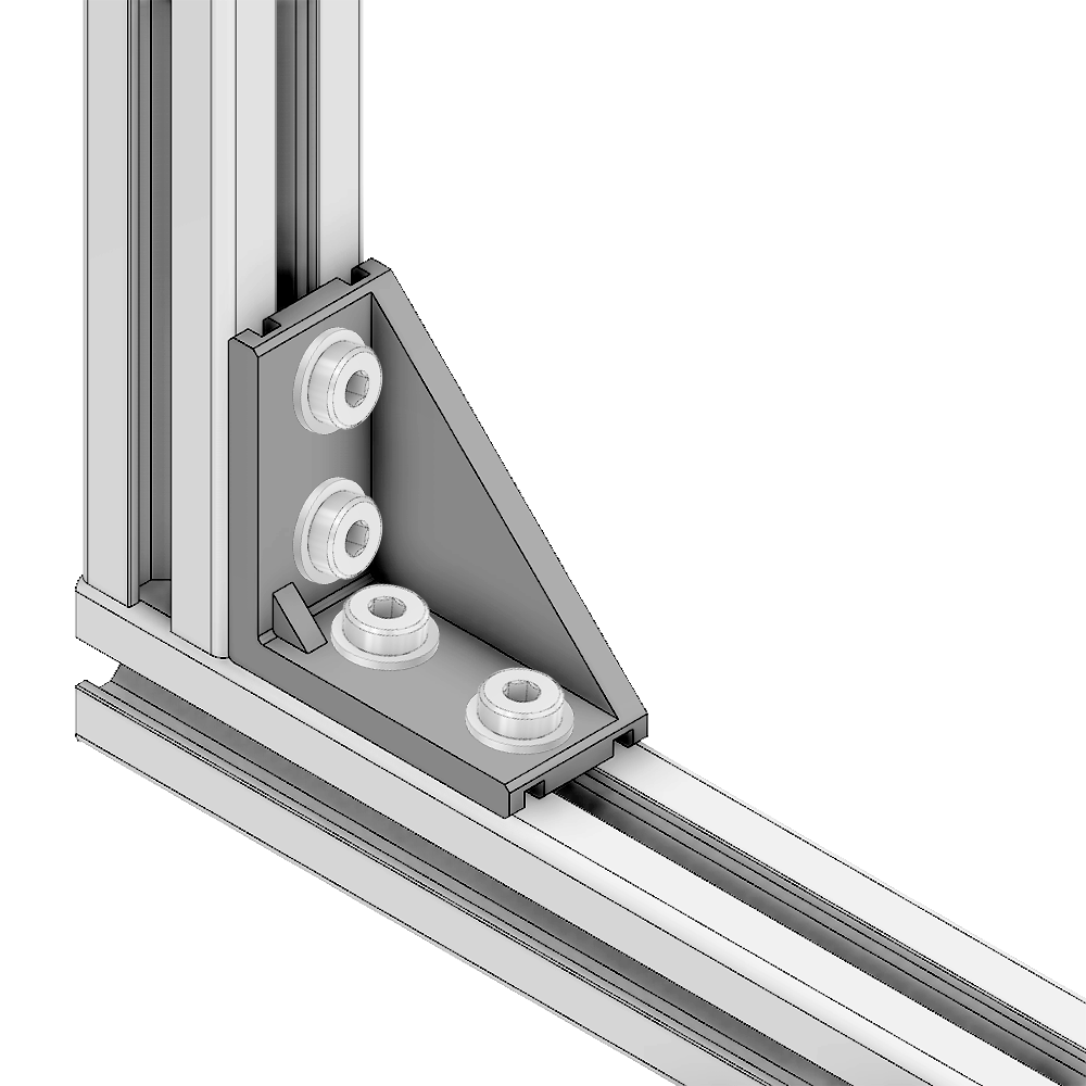 40-150-1 MODULAR SOLUTIONS ALUMINUM GUSSET<br>30MM X 60MM ANGLE W/HARDWARE
